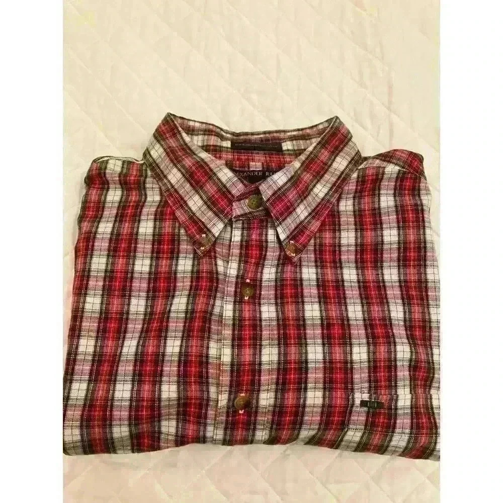 Vtg Alexander Julian Colours Men’s Casual Button Down Shirt Size 2XL Plaid‎ 90s